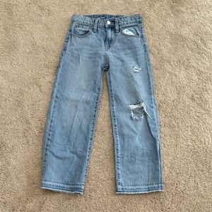 Old Navy Blue Jeans. Size 10. Baggy wide leg. Distressed. Wore few times